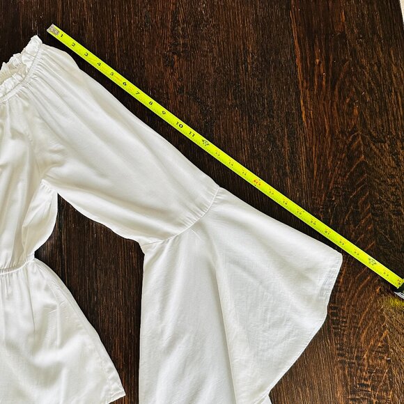 Renaissance White Peasant Bell Sleeve Off Shoulder Top S: M- Fairycore Rom Goth - Picture 7 of 9